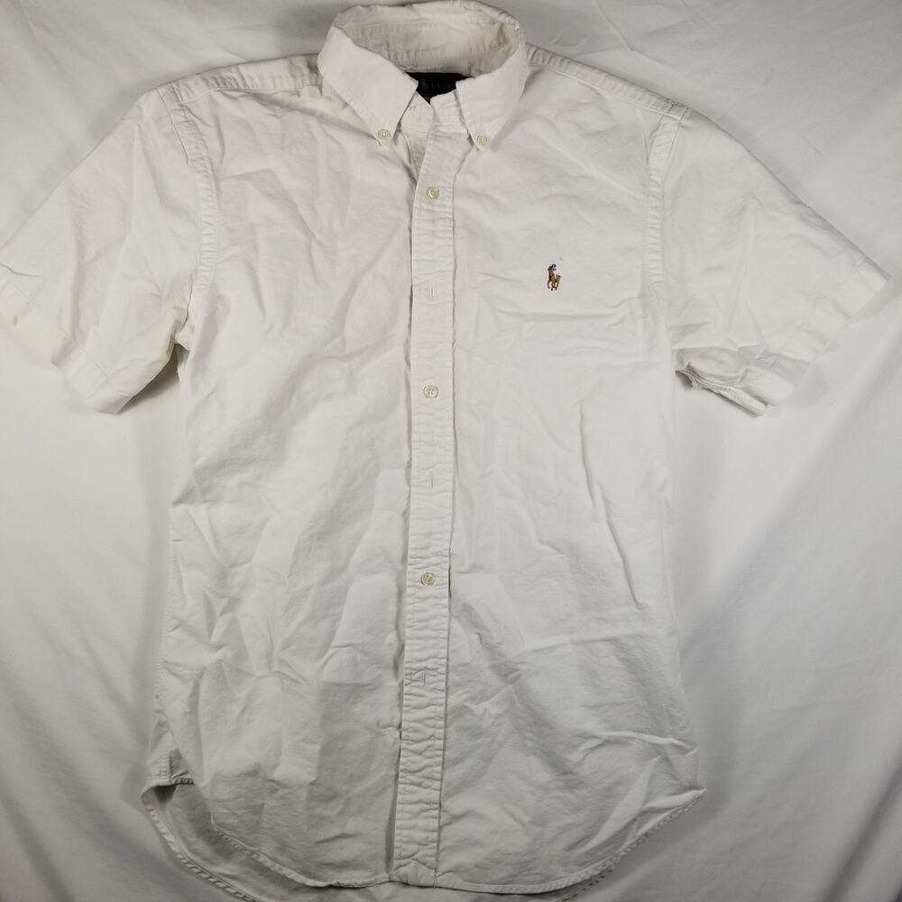 Ralph Lauren Polo Short Sleeve Oxford Shirt White Slim Fit Button Down